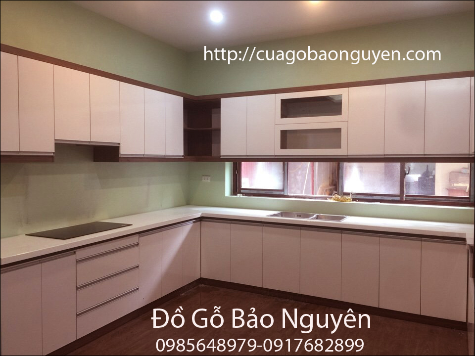 mẫu tủ bếp gỗ cốt xanh chống ẩm an cường M05